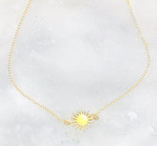 Load image into Gallery viewer, GOLD STARBURST SUN COLLARBONE NECKLACE