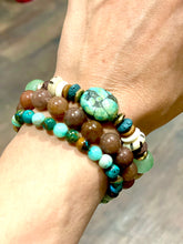 Load image into Gallery viewer, TURQUOISE &amp; SEA GLASS MALA BRACELET