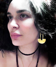 Load image into Gallery viewer, HAMMERED BRASS HALF MOON EARRINGS