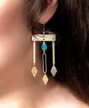Load image into Gallery viewer, BLUE OPAL ARCHITECTURAL EARRINGS