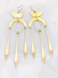 CRESCENT MOON AND SPEAR EARRINGS
