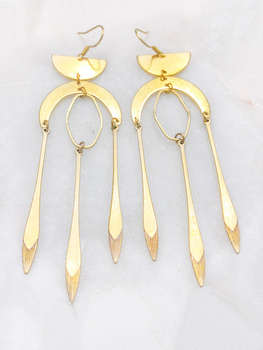 CRESCENT MOON AND SPEAR EARRINGS